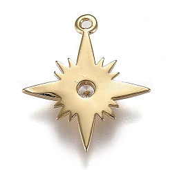 Eco-Friendly Brass Micro Pave Clear Cubic Zirconia Pendants&nbsp;ZIRC-H106-02G