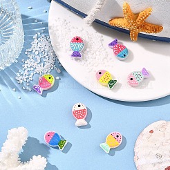 8Pcs 8 Colors Painted Glass Beads&nbsp;LAMP-YW0004-07