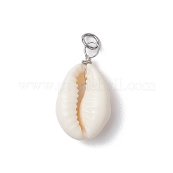 Natural Cowrie Shell Pendants&nbsp;PALLOY-JF03711-03