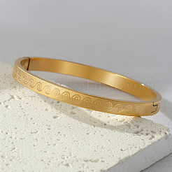 304 Stainless Steel Swirl Pattern Hinged Bangles for Women&nbsp;WG1BED9-01