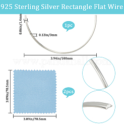1Pc 925 Sterling Silver Rectangle Flat Wire&nbsp;STER-BBC0005-64B