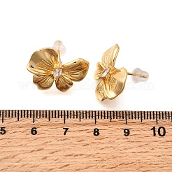 Bowknot Brass Micro Pave Cubic Zirconia Stud Earrings&nbsp;EJEW-B148-07B-G