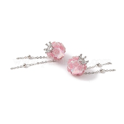 Handmade Flower Polymer Clay Rhinestone Tassel Dangle Beads&nbsp;CLAY-H003-02P-04