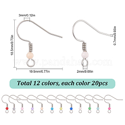240Pcs 12 Color 304 Stainless Steel Earring Hooks&nbsp;STAS-SC0006-45