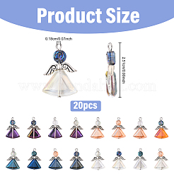 20Pcs Electroplate Transparent Glass Pendants&nbsp;PALLOY-YW00099