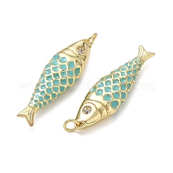 Brass Micro Pave Clear Cubic Zirconia Pendants&nbsp;KK-G522-43G-04B