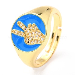 Adjustable Real 18K Gold Plated Brass Enamel Finger Ringss&nbsp;RJEW-L071-29G