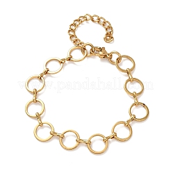 304 Stainless Steel Round Ring Link Chain Bracelets for Women&nbsp;BJEW-F536-02G