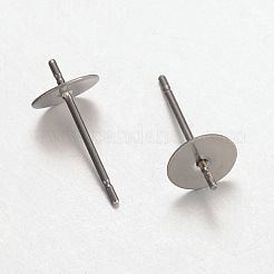 Non-Tarnish 316 Surgical Stainless Steel Stud Earring Findings&nbsp;X-STAS-K098-03-6mm-P