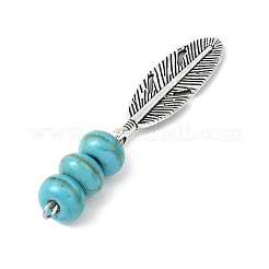 2Pcs 2 Colors Dyed Synthetic Turquoise Rondelle Beaded Pendants&nbsp;PALLOY-JF04682