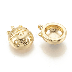 Brass Lucky Kitten Pendant Enamel Settings&nbsp;KK-N186-42