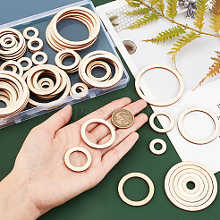 AHADEMAKER 100Pcs 5 Style Unfinished Wood Linking Rings&nbsp;WOOD-GA0001-30