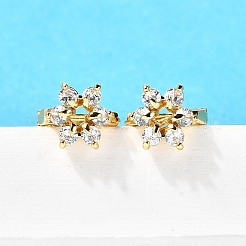 Flower Brass Hoop Earrings&nbsp;EJEW-S256-01A-G