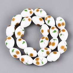 Frosted Handmade Lampwork Beads Strands&nbsp;LAMP-N037-03E