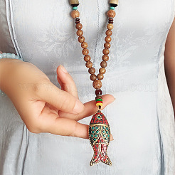 Alloy Enamel Colorful Fish Pendant Long Necklaces&nbsp;FS-WG9FE3F-01