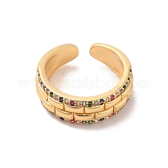 Brass Micro Pave Cubic Zirconia Open Cuff Rings&nbsp;RJEW-R146-14B-G