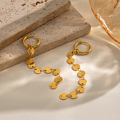 304 Stainless Steel Small Round Pendant Tassel Hoop Dangle Earrings for Women&nbsp;PQ4484