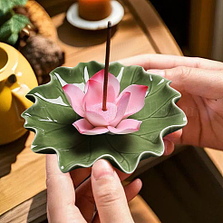Lotus Leaf & Lotus Flower Porcelain Incense Burners&nbsp;DJEW-CN0001-38B