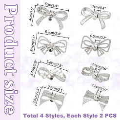 8Pcs 4 Styles Bowknot Alloy & Brass Rhinestone Shoe Decorations&nbsp;AJEW-PH0011-72