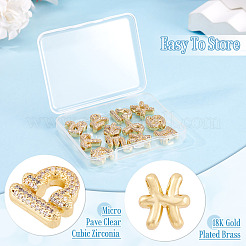 12Pcs 12 Styles Twelve Constellations Brass Micro Pave Clear Cubic Zirconia Pendants&nbsp;KK-TA0008-96G