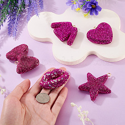 5Pcs 5 Styles Handmade Polymer Clay Glass Rhinestone Big Pendants&nbsp;RB-BT0001-04