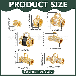 7Pcs 7 Styles Brass Micro Pave Cubic Zirconia Tube Bails&nbsp;KK-PH0013-24