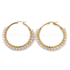 Beaded Hoop Earrings&nbsp;X-EJEW-JE03830-01