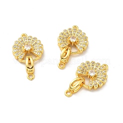Rack Plating Brass Micro Pave Clear Cubic Zirconia Fold Over Clasps&nbsp;KK-E034-37G