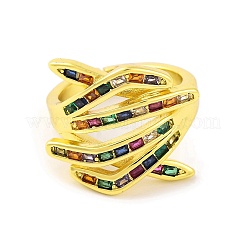 Hug Hand Brass Micro Pave Cubic Zirconia Adjustable Rings for Women&nbsp;RJEW-U003-25B-G