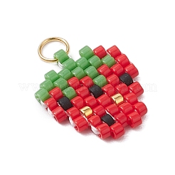 Glass Seed Beaded Strawberry Pendants&nbsp;PALLOY-CJ00125