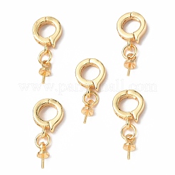Brass Micro Pave Clear Cubic Zirconia Twister Clasps&nbsp;KK-P223-19G