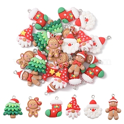 24Pcs 6 Styles Christmas Opaque Resin Pendants&nbsp;RESI-FS0001-44