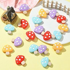 20Pcs 4 Colors Mushroom Food Grade Eco-Friendly Silicone Focal Beads&nbsp;SIL-CJ0001-63
