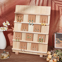 5-Tier Rectangle Wooden Earring Display Card Stands&nbsp;EDIS-WH0032-19