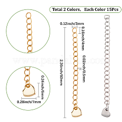 30Pcs 2 Colors 304 Stainless Steel Curb Chain Extender&nbsp;STAS-BM0001-10