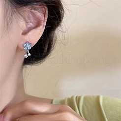 Alloy Enamel Flower Stud Earrings&nbsp;WG2E25F-01