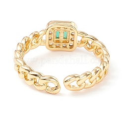 Sparkling Cubic Zirconia Square Cuff Ring&nbsp;KK-D067-40G-RS