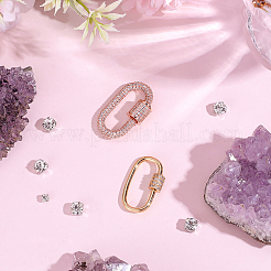 2Pcs 2 Styles Brass & Rhinestone & Cubic Zirconia Locking Carabiner&nbsp;KK-ME0004-97C