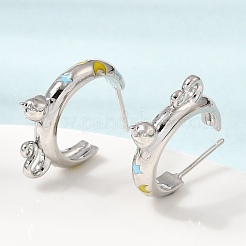Brass Enamel Stud Earrings&nbsp;KK-CBA8324-23P-04