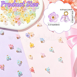 100Pcs Transparent Acrylic Flower Charms&nbsp;PALLOY-CJ00183
