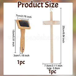 1Pc Wooden Handle with Metal Pin Macrame Fringe Comb&nbsp;TOOL-OC0001-88