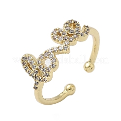 Brass Micro Pave Cubic Zirconia Cuff Rings&nbsp;RJEW-H256-03G