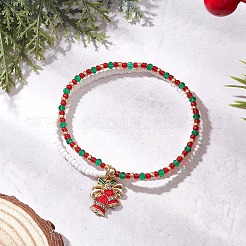 3Pcs Christmas Glass Seed Beads & Glass Beads Multi-layered Bracelets&nbsp;BJEW-MZ00240