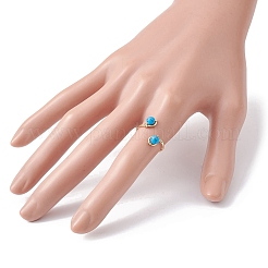 Copper Wire Wrapped Natural & Synthetic Gemstone Toe Open Ring&nbsp;RJEW-JR00622