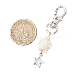 Starfish Turtle Synthetic Turquoise Pendant Decorations&nbsp;HJEW-JM03209-02