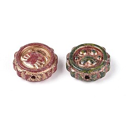 Picasso Baking Paint & Golden Metal Enlaced Glass Beads&nbsp;DGLA-T004-57M