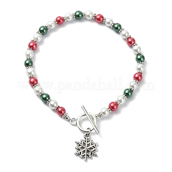 Colorful Glass Pearl Round Beaded Stretch Bracelet&nbsp;BJEW-JB09783