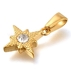 Ion Plating(IP) 304 Stainless Steel Charm with Rhinestone&nbsp;STAS-Z113-05G