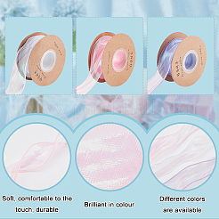 3 Rolls 3 Colors Flat Rainbow Color Nylon Organza Ribbon&nbsp;OCOR-CA0001-29