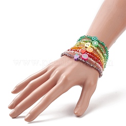 7Pcs 7 Style Glass Beaded Stretch Bracelets Set&nbsp;BJEW-TA00230